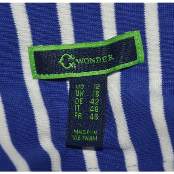 C Wonder Ladies Blue Nautical Striped 3/4 Sleeve Full Zip Cotton Knit Jacket 12 - Picture 9 of 11